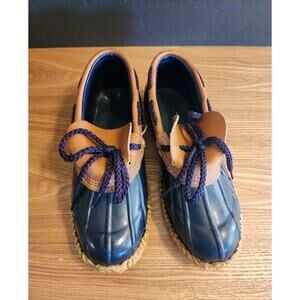 MADE IN THE USA Dark Blue and Tan Duck Booties Shoes - Size 6